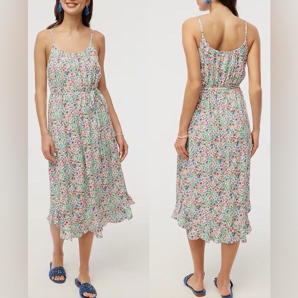 NWT J.Crew Sz 6 Dress Ruffle Sleeves, White Vivid Pink Floral Sundress easy fix